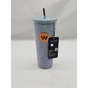 NWT NFL Washington Commanders 22 Oz Bling Finish Tumbler with Straw- NEW